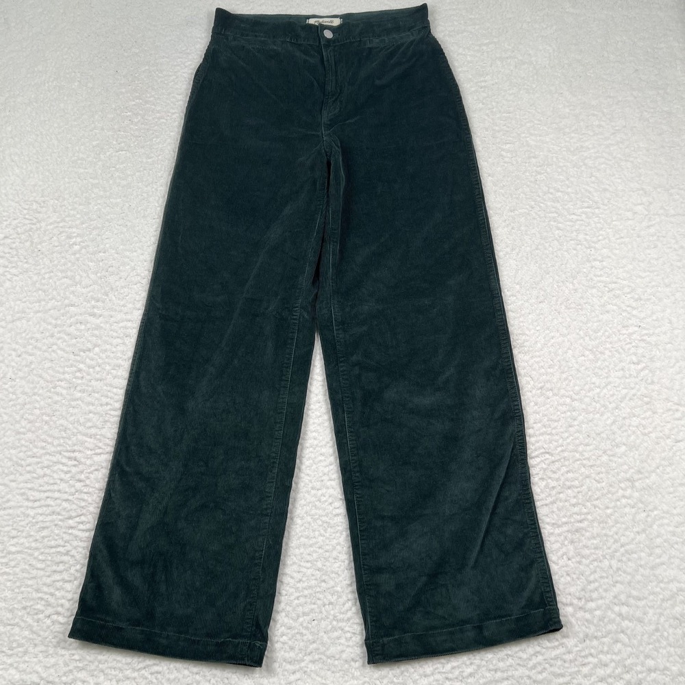 Madewell Emmett Wide Leg‎ Corduroy Pants Women's 26 Green Retro Boho Cords